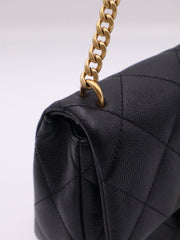 CHANEL Grained Calfskin Heart Clasp Flap Bag 20 - Black with Gold Hardware