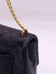CHANEL Grained Calfskin Heart Clasp Flap Bag 20 - Black with Gold Hardware