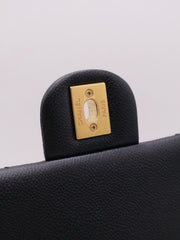 CHANEL Grained Calfskin Heart Clasp Flap Bag 20 - Black with Gold Hardware