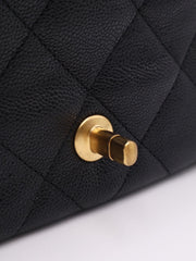 CHANEL Grained Calfskin Heart Clasp Flap Bag 20 - Black with Gold Hardware