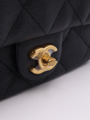 CHANEL Grained Calfskin Heart Clasp Flap Bag 20 - Black with Gold Hardware