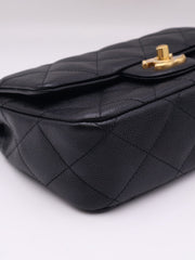 CHANEL Grained Calfskin Heart Clasp Flap Bag 20 - Black with Gold Hardware