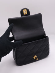 CHANEL Grained Calfskin Heart Clasp Flap Bag 20 - Black with Gold Hardware