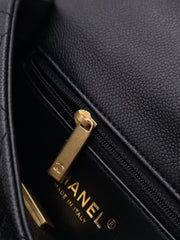 CHANEL Grained Calfskin Heart Clasp Flap Bag 20 - Black with Gold Hardware