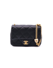CHANEL Grained Calfskin Heart Clasp Flap Bag 20 - Black with Gold Hardware