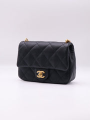 CHANEL Grained Calfskin Heart Clasp Flap Bag 20 - Black with Gold Hardware