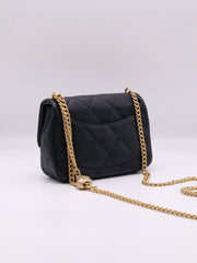 CHANEL Grained Calfskin Heart Clasp Flap Bag 20 - Black with Gold Hardware