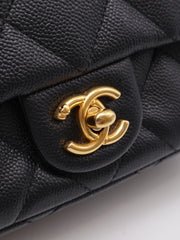 CHANEL Grained Calfskin Heart Clasp Flap Bag 20 - Black with Gold Hardware