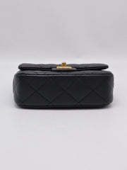 CHANEL Grained Calfskin Heart Clasp Flap Bag 20 - Black with Gold Hardware