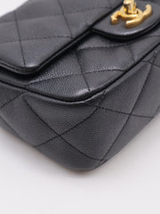 CHANEL Grained Calfskin Heart Clasp Flap Bag 20 - Black with Gold Hardware