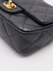 CHANEL Grained Calfskin Heart Clasp Flap Bag 20 - Black with Gold Hardware