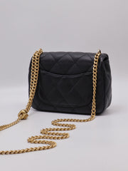 CHANEL Grained Calfskin Heart Clasp Flap Bag 20 - Black with Gold Hardware