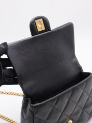 CHANEL Grained Calfskin Heart Clasp Flap Bag 20 - Black with Gold Hardware