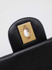 CHANEL Grained Calfskin Heart Clasp Flap Bag 20 - Black with Gold Hardware