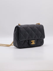 CHANEL Grained Calfskin Heart Clasp Flap Bag 20 - Black with Gold Hardware