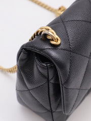 CHANEL Grained Calfskin Heart Clasp Flap Bag 20 - Black with Gold Hardware