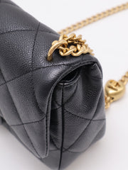CHANEL Grained Calfskin Heart Clasp Flap Bag 20 - Black with Gold Hardware
