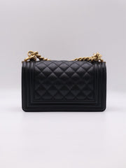 CHANEL Boy Flap Bag 20 Grained Calfskin - Black with Gold Hardware