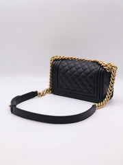 CHANEL Boy Flap Bag 20 Grained Calfskin - Black with Gold Hardware
