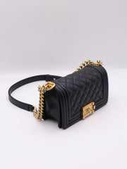 CHANEL Boy Flap Bag 20 Grained Calfskin - Black with Gold Hardware