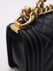 CHANEL Boy Flap Bag 20 Grained Calfskin - Black with Gold Hardware