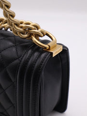 CHANEL Boy Flap Bag 20 Grained Calfskin - Black with Gold Hardware