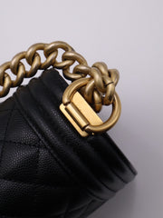 CHANEL Boy Flap Bag 20 Grained Calfskin - Black with Gold Hardware