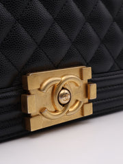CHANEL Boy Flap Bag 20 Grained Calfskin - Black with Gold Hardware