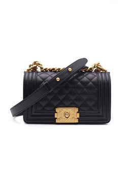 CHANEL Boy Flap Bag 20 Grained Calfskin - Black with Gold Hardware