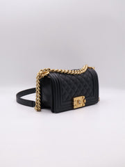 CHANEL Boy Flap Bag 20 Grained Calfskin - Black with Gold Hardware
