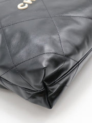 CHANEL 22 Handbag Small - Black/White Logo with Gold Hardware
