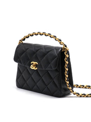 CHANEL 24S Caviar Quilted 31 Rue Cambon Mini Top Handle Flap - Black / Gold