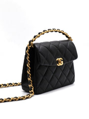 CHANEL 24S Caviar Quilted 31 Rue Cambon Mini Top Handle Flap - Black / Gold