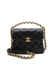 CHANEL 24S Caviar Quilted 31 Rue Cambon Mini Top Handle Flap - Black / Gold