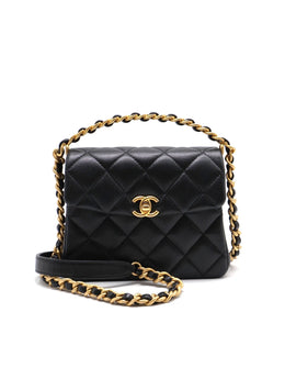 CHANEL 24S Caviar Quilted 31 Rue Cambon Mini Top Handle Flap - Black / Gold