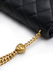 CHANEL Heart Adjustable Clasp Flap Bag 24 - Black with Gold Hardware