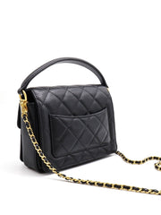 CHANEL Caviar Quilted Small Top Handle Flap - Black with Gold Hardware