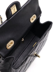 CHANEL 24P Caviar Quilted Retro Twist Top Handle Flap - Black / Gold