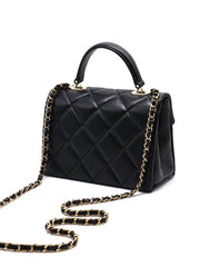 CHANEL 24P Caviar Quilted Retro Twist Top Handle Flap - Black / Gold