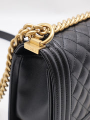CHANEL Boy Flap Bag 25 Grained Calfskin - Black with Gold Hardware