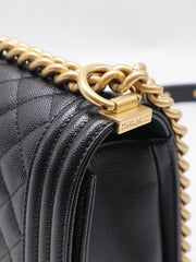 CHANEL Boy Flap Bag 25 Grained Calfskin - Black with Gold Hardware