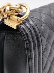 CHANEL Boy Flap Bag 25 Grained Calfskin - Black with Gold Hardware