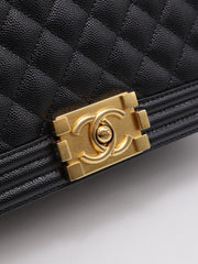 CHANEL Boy Flap Bag 25 Grained Calfskin - Black with Gold Hardware