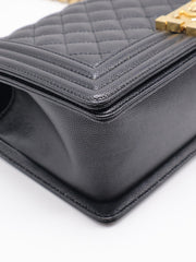 CHANEL Boy Flap Bag 25 Grained Calfskin - Black with Gold Hardware