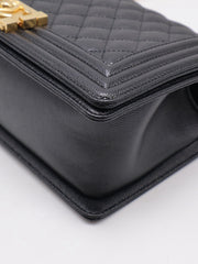 CHANEL Boy Flap Bag 25 Grained Calfskin - Black with Gold Hardware