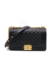 CHANEL Boy Flap Bag 25 Grained Calfskin - Black with Gold Hardware