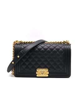 CHANEL Boy Flap Bag 25 Grained Calfskin - Black with Gold Hardware