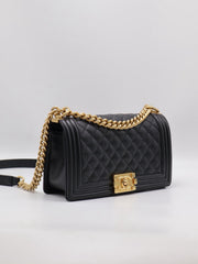 CHANEL Boy Flap Bag 25 Grained Calfskin - Black with Gold Hardware