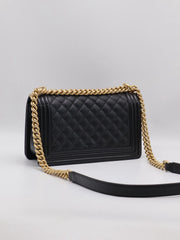 CHANEL Boy Flap Bag 25 Grained Calfskin - Black with Gold Hardware