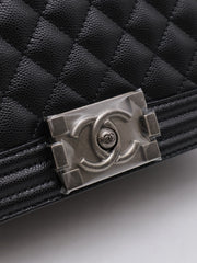 CHANEL Boy Flap Bag 25 Grained Calfskin - Black with Silver Hardware